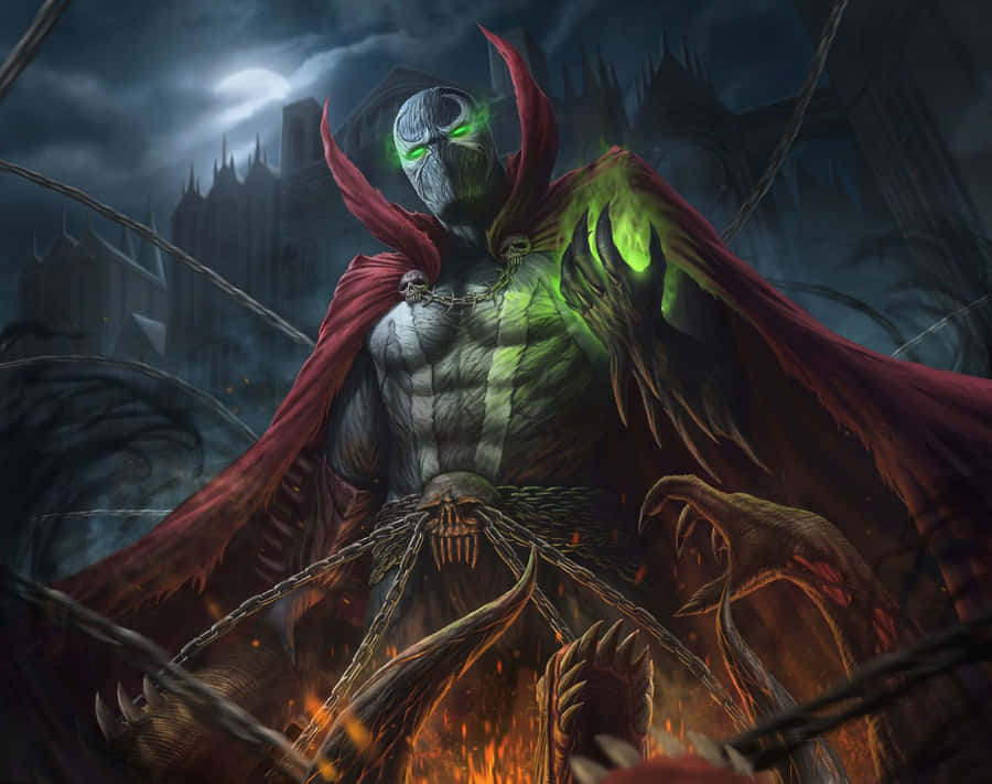 A Dark Creature With A Green Cloak And A Sword Wallpaper