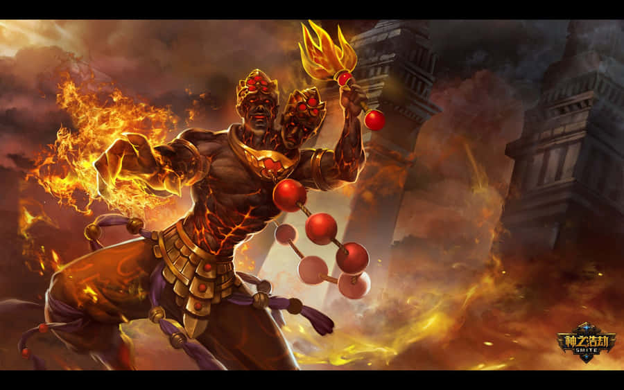 A Demon In A Fire Scene Wallpaper
