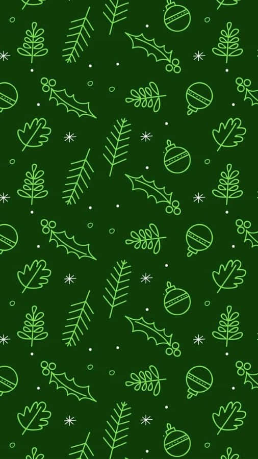 A Festive Dark Green Christmas Full Of Twinkling Lights And Joy. Wallpaper