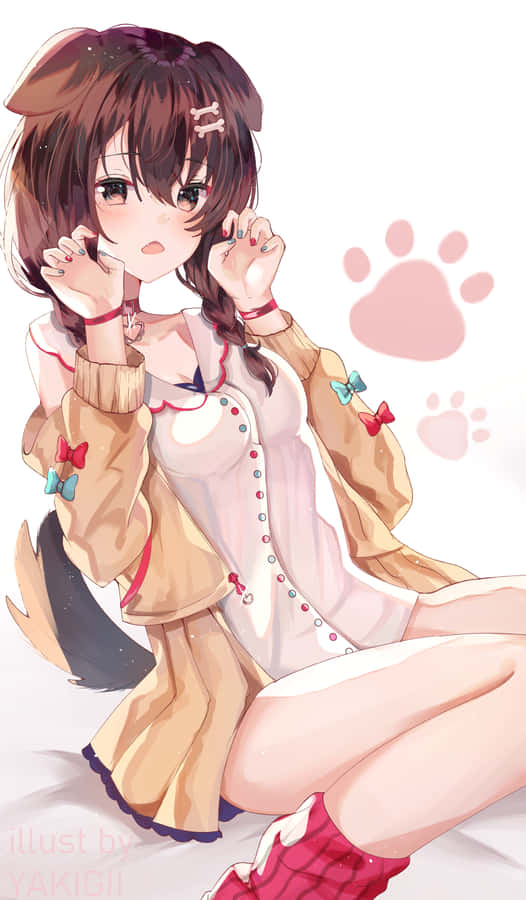 A Girl In A Red Coat Is Laying On A Bed Wallpaper