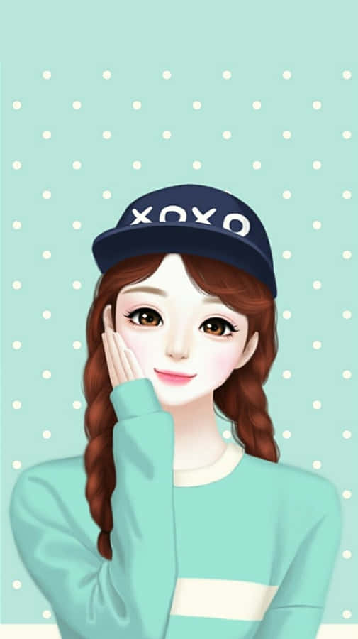 A Girl With A Hat And Polka Dots On Her Face Wallpaper