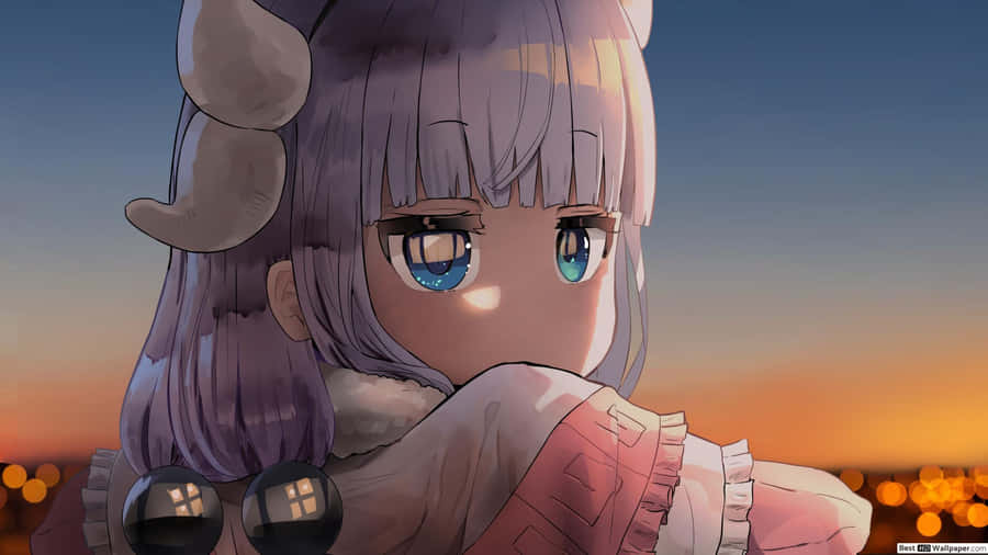 A Girl With Horns And A Purple Dress Wallpaper