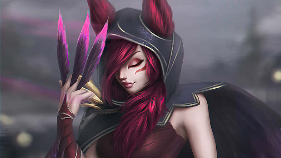 A Girl With Long Hair And Red Hair Holding A Sword Wallpaper