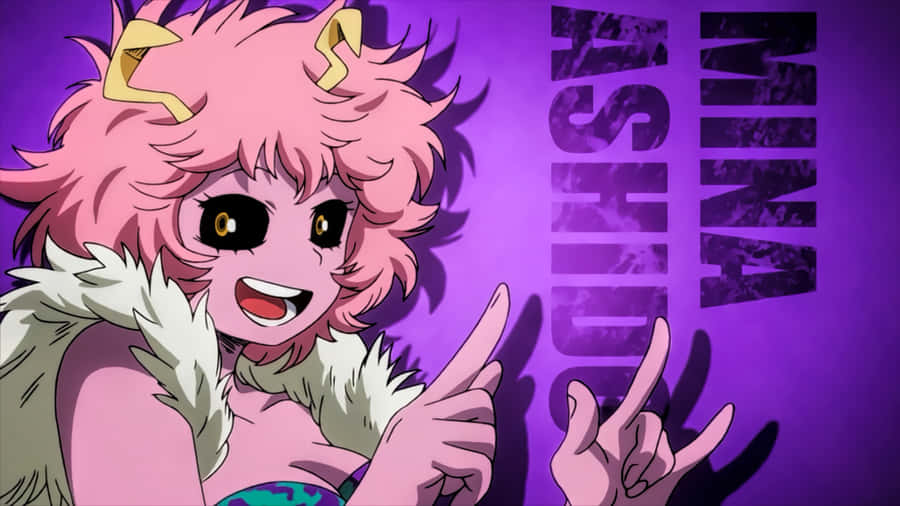 A Girl With Pink Hair And A Purple Background Wallpaper
