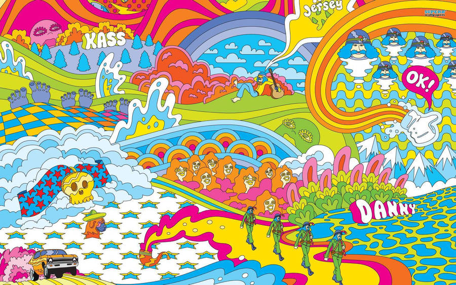 A Laptop Computer Inspired By Hippie Culture, Perfect For Anyone Seeking A Unique And Colorful Aesthetic. Wallpaper