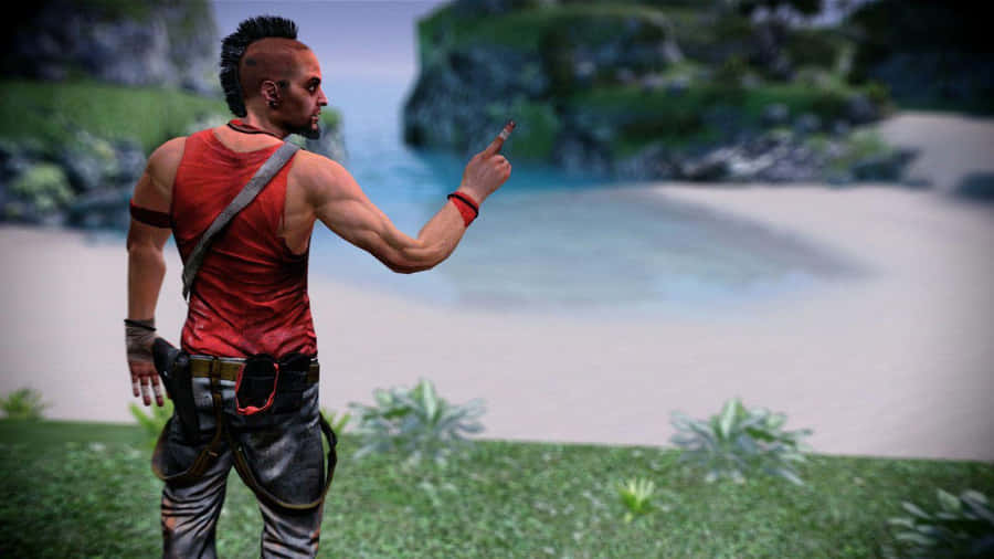 A Man Is Standing In Front Of A Beach Wallpaper