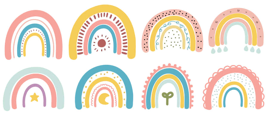 A Multicolored Rainbow In A Bright, Pastel Sky Wallpaper