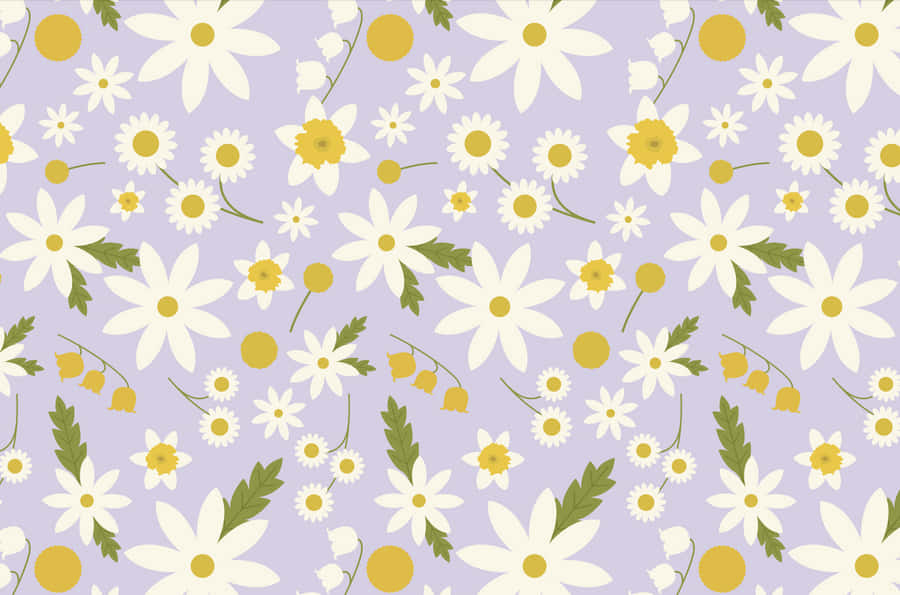 A Pattern Of Daisies On A Purple Background Wallpaper