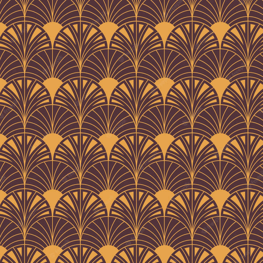 A Pattern With A Fan Design In Brown And Orange Wallpaper