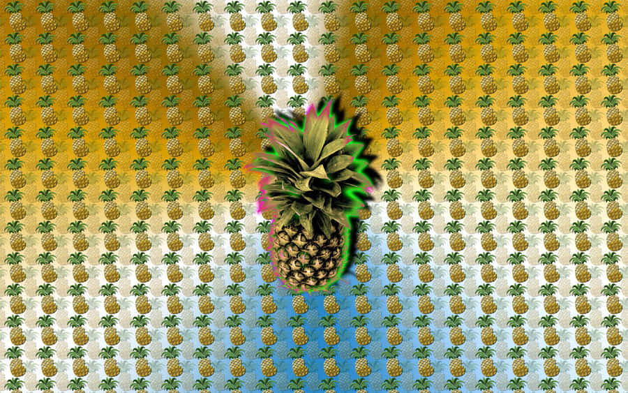 A Pineapple On A Yellow And Blue Background Wallpaper