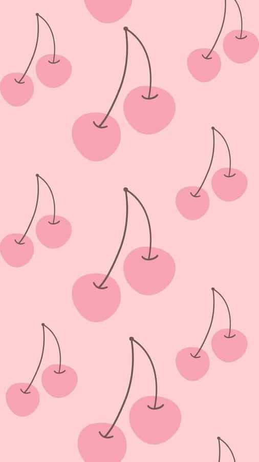 A Pink Background With Cherries On It Wallpaper