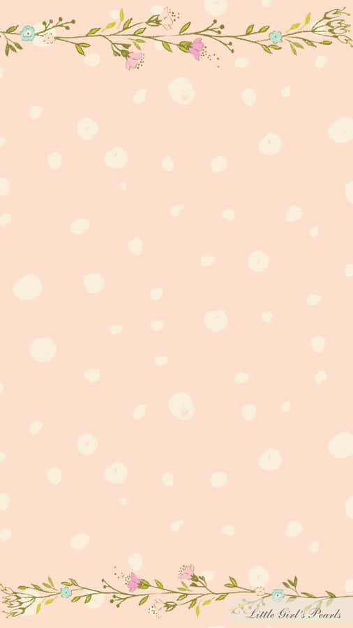 A Pink Background With Flowers And Polka Dots Wallpaper
