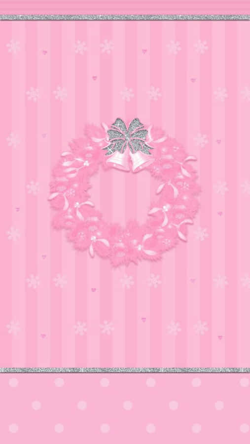 A Pink Wreath On A Striped Background Wallpaper