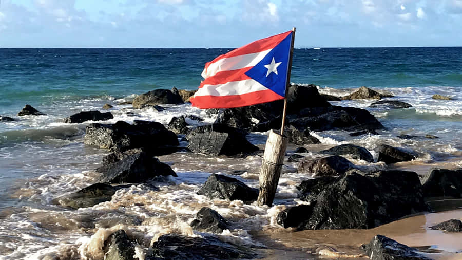 A Puerto Rican Flag Flying In A Breeze Wallpaper