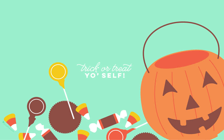 A Pumpkin With Candy And A Pumpkin Patch Wallpaper
