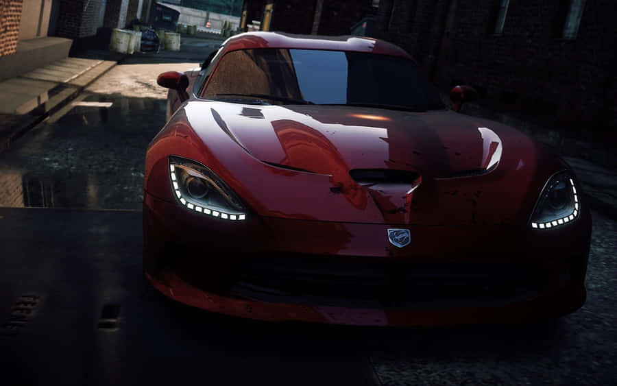 A Red Car Is Parked On A Street In Grand Theft Auto Wallpaper