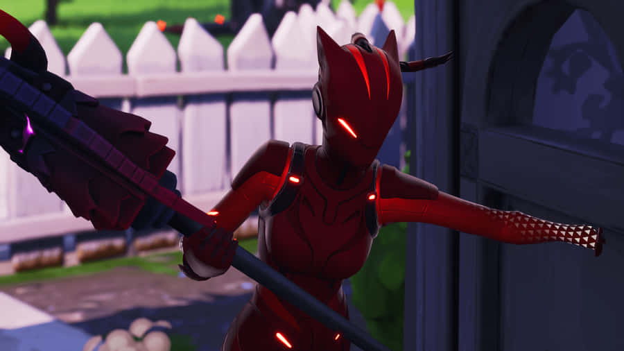 A Red Devil Is Holding A Scythe Wallpaper