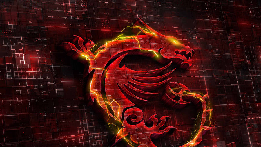 A Red Dragon Logo On A Black Background Wallpaper