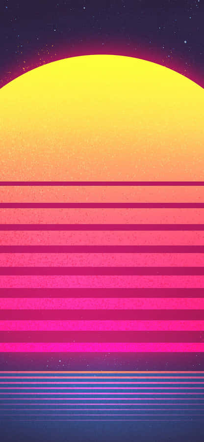 A Retro Sunset With A Pink And Yellow Background Wallpaper