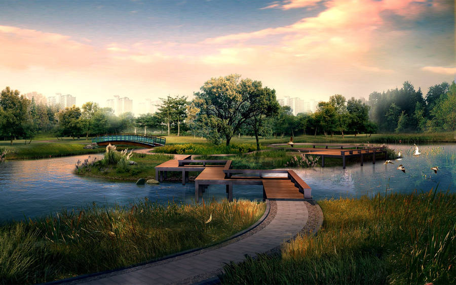 A Spectacular View Of The Mountains Overlooking The Lake Wallpaper
