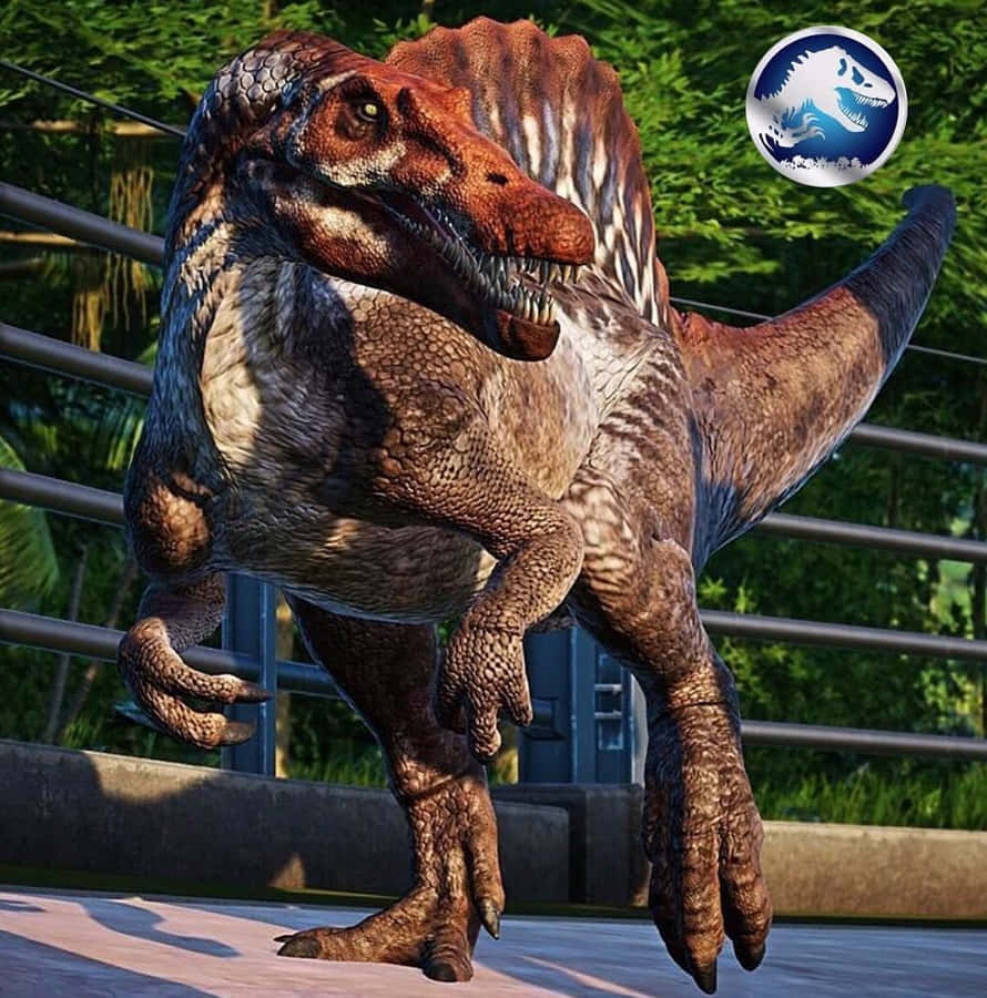 A Spinosaurus Walking Through The Marsh Wallpaper