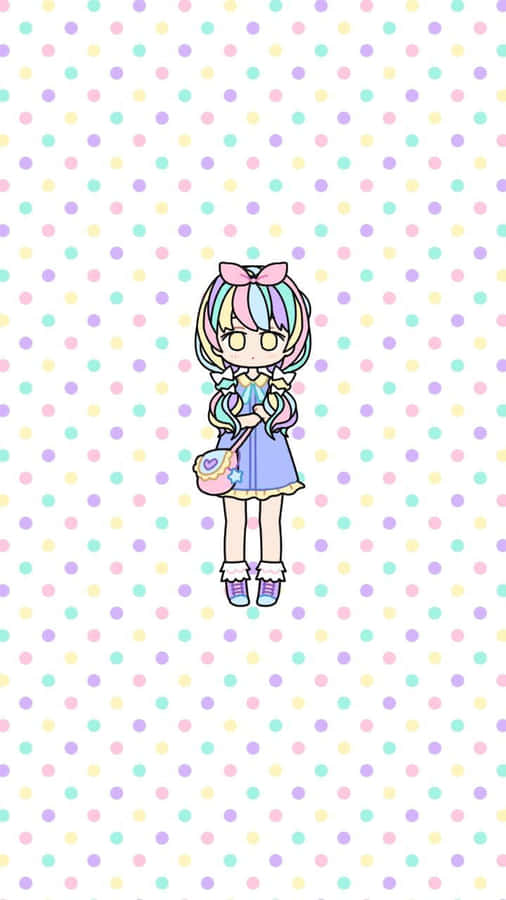 A Sweet And Candy-like Pastel Landscape Of Kawaii Style. Wallpaper