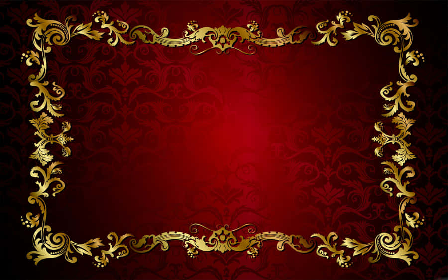 A Vibrant Red And Gold Picture Of Intricate Patterns. Wallpaper