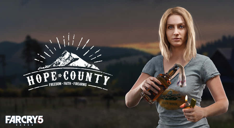 A Woman Holding A Beer In Front Of A Field Wallpaper