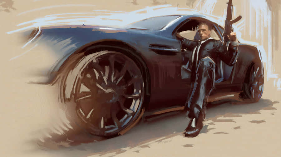 Action Packed Agentand Sports Car Wallpaper