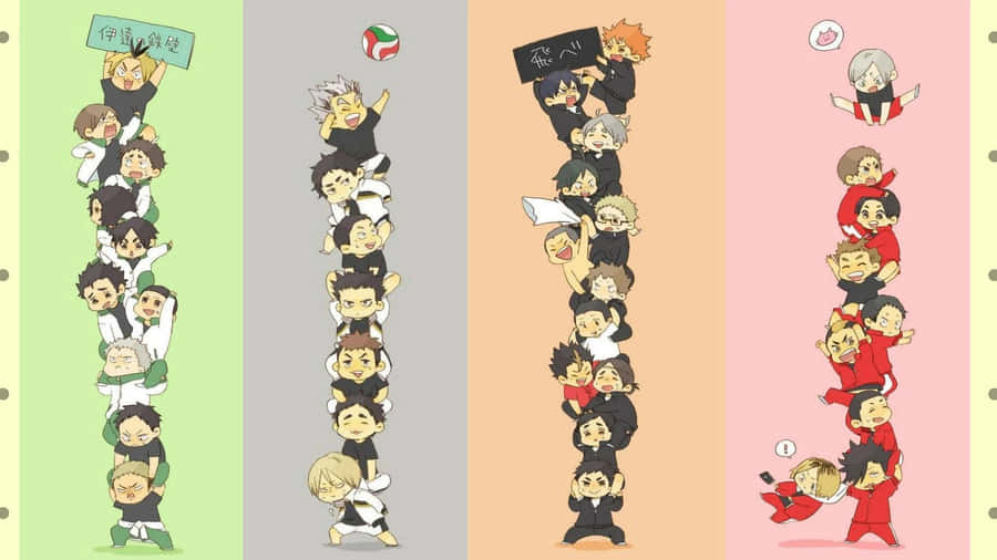Admire The Cool Neon Aesthetic Of Haikyuu Desktop Wallpaper Wallpaper