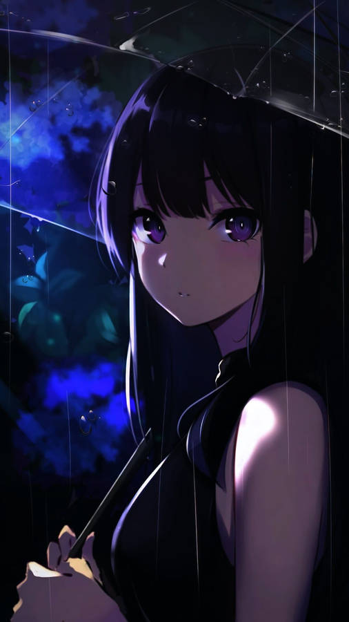 Adorable Anime Girl Talking On Her Phone Wallpaper
