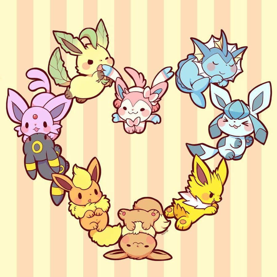 Adorable Eevee In Vibrant Colors Wallpaper