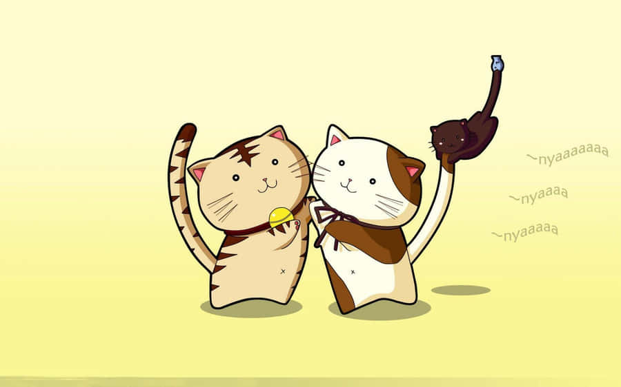 Adorable Kawaii Cat Anime Wallpaper