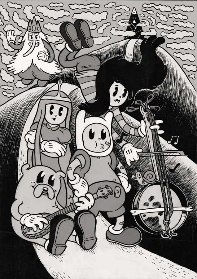 Adventure Time Vintage Style Cartoon Wallpaper