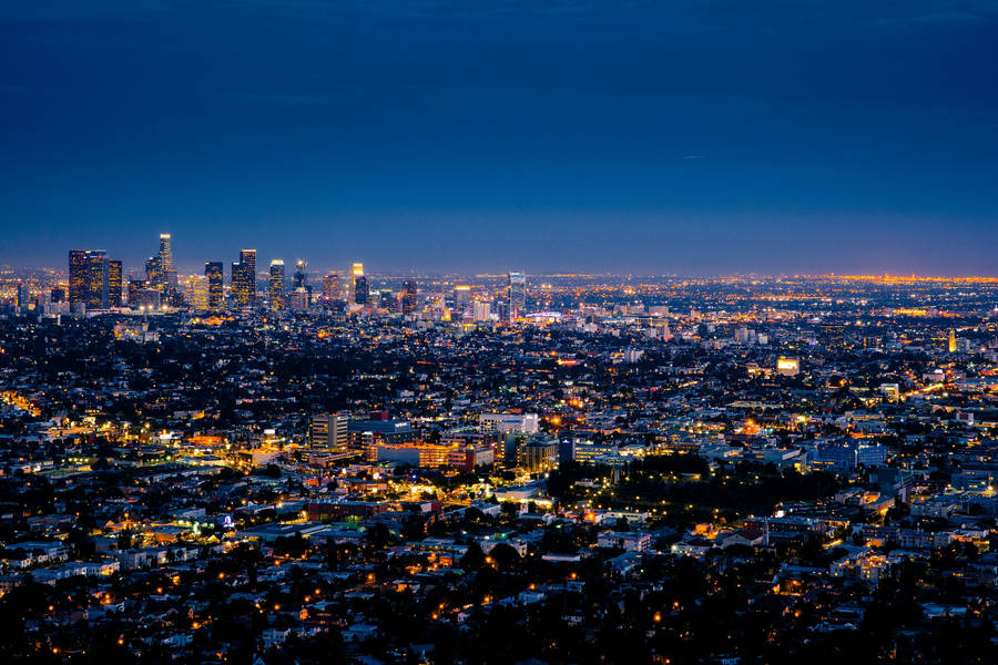 Aerial City Night View Wallpaper