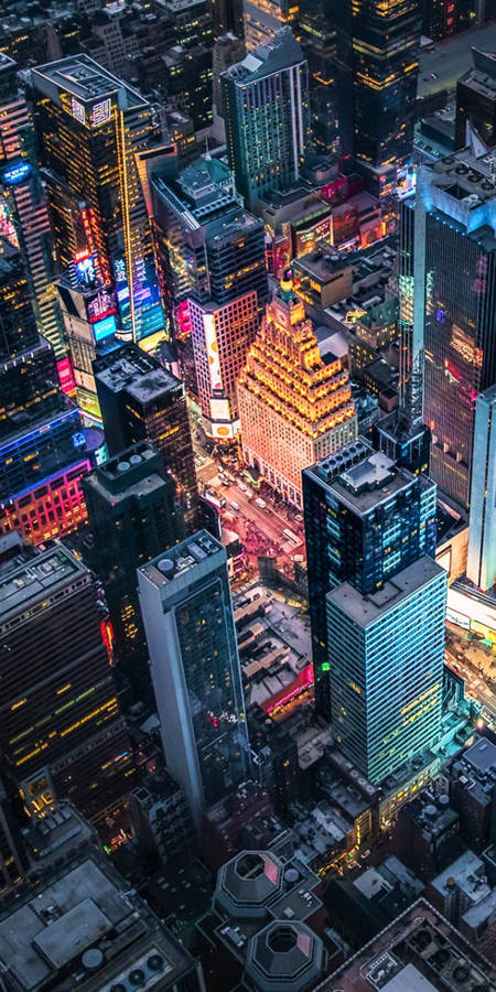 Aerial Shot New York Night Iphone Wallpaper