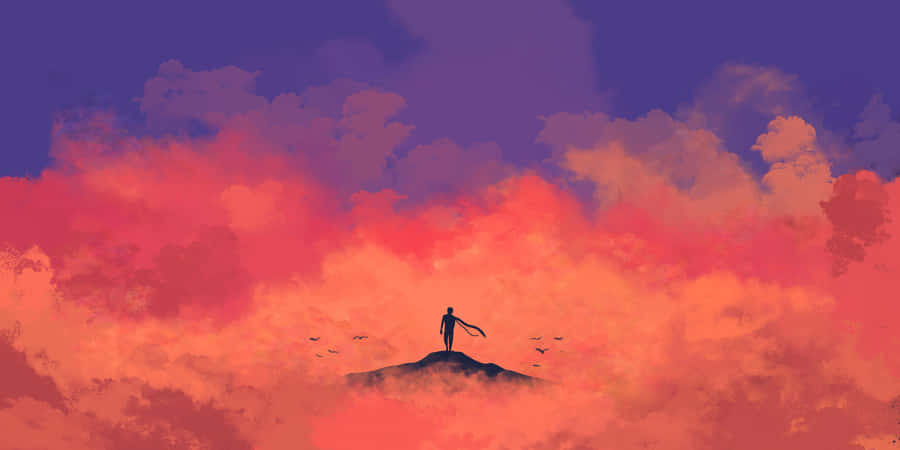 Aesthetic Red Anime Laptop Wallpaper