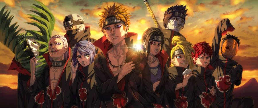 Akatsuki Group At Sunrise Wallpaper