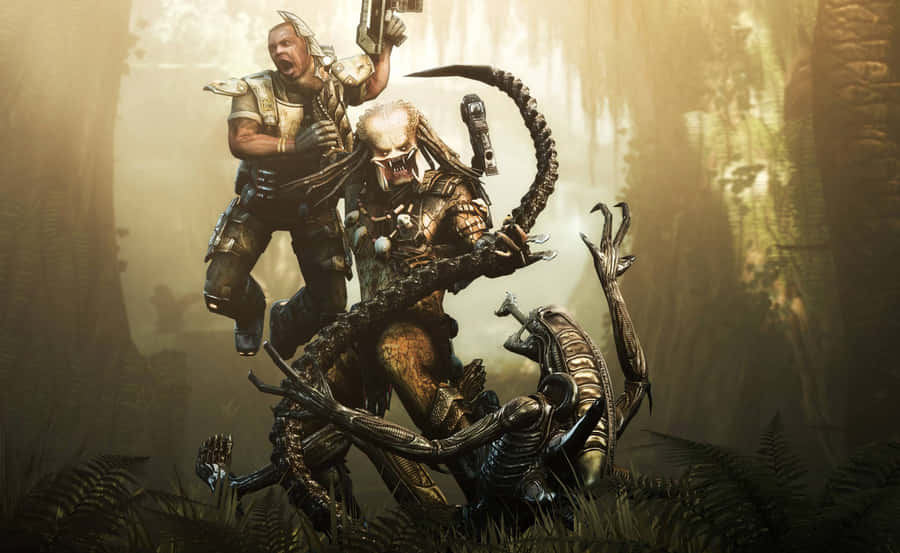 Alien Vs Predator Celtic Stepping Grid Wallpaper