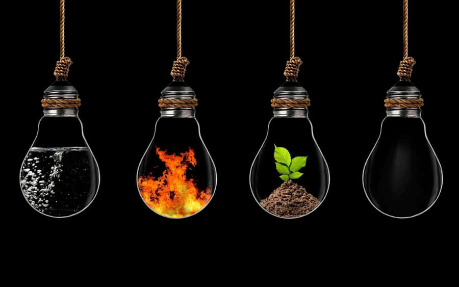 Amoled Laptop Four Elements In Bulbs Wallpaper