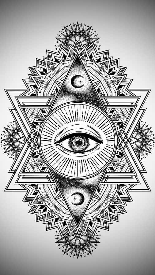 An All Seeing Eye In A Geometric Pattern Wallpaper