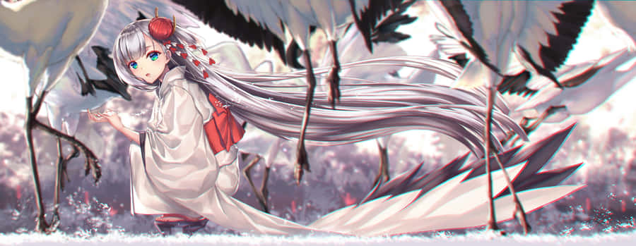 An Anime Girl In A Snow-filled Winter Wonderland Wallpaper