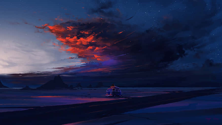 An Awe-inspiring Mountain Sunset In The Evening Creates An Incredible Scene Of Natural Beauty. Wallpaper