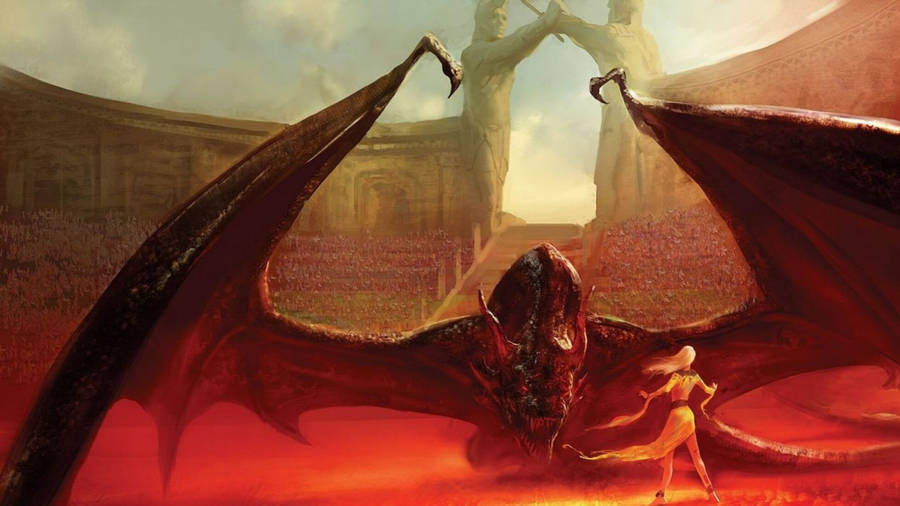 Illustration of aegon the conqueror riding a dragon over dragonstone island  on Craiyon