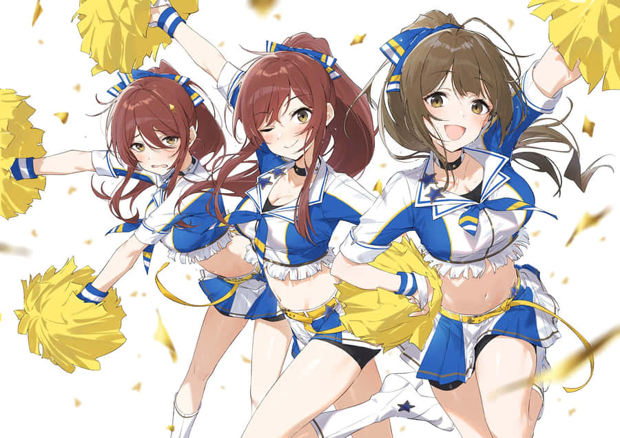 Animated Cheerleaders Joyful Performance Wallpaper