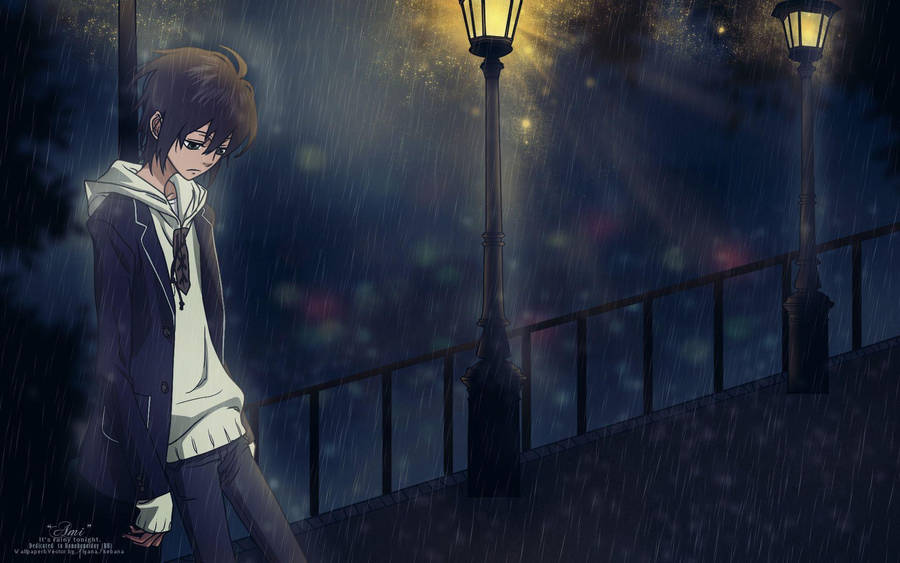 Anime Boy In Park Nightcore Wallpaper