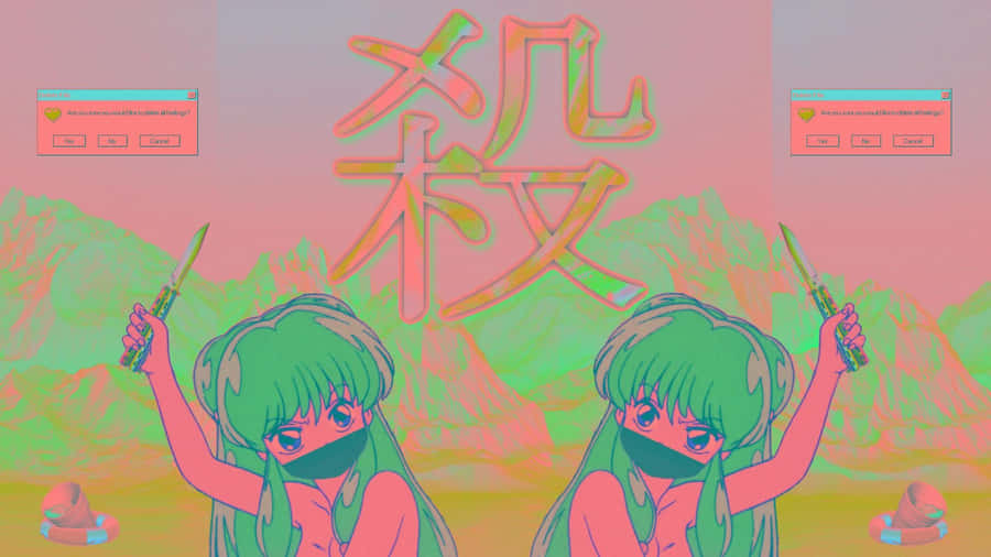 Anime Girl Pastel Pink Aesthetic Computer Wallpaper
