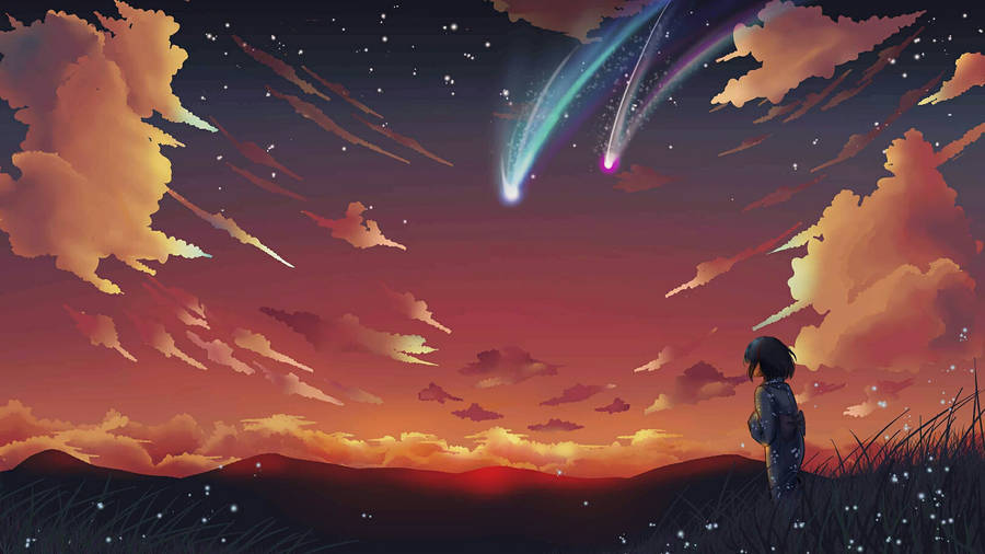 Download free Anime Landscape Shooting Stars Wallpaper - MrWallpaper.com