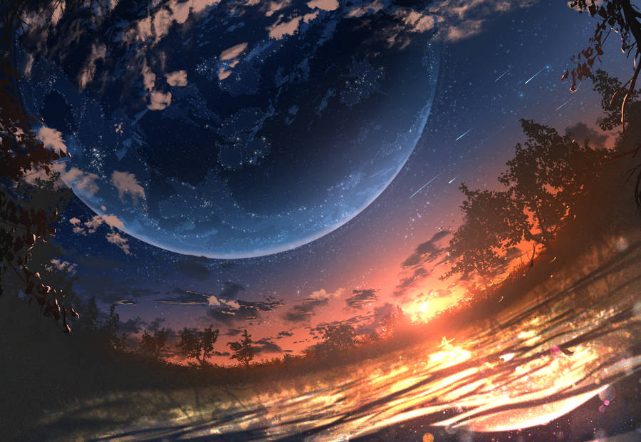 Anime Planet Over Ocean Wallpaper