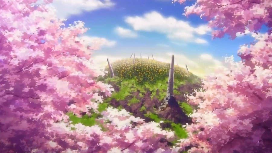 Anime Scenery Sunflower Field Wallpaper